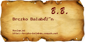 Brczko Balabán névjegykártya